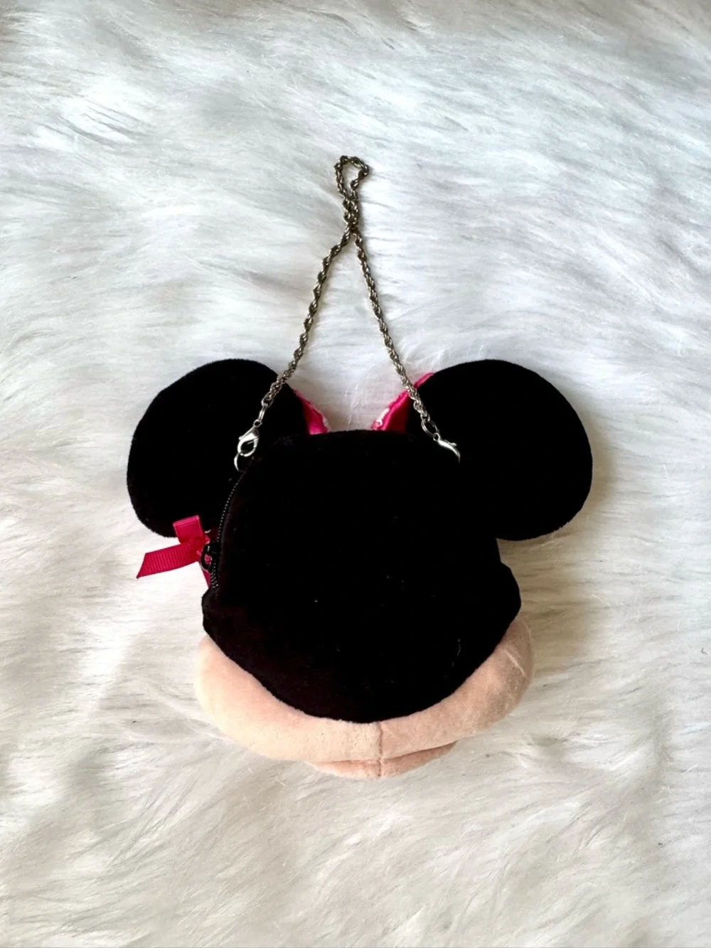 Disney‎ Minnie Mouse Plush Mini Handbag With Chain Strap Sequin Bow